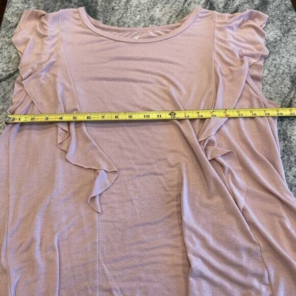 American Eagle Large Light Pink Short Sleeve Shirt Ruffle Top - Picture 5 of 7